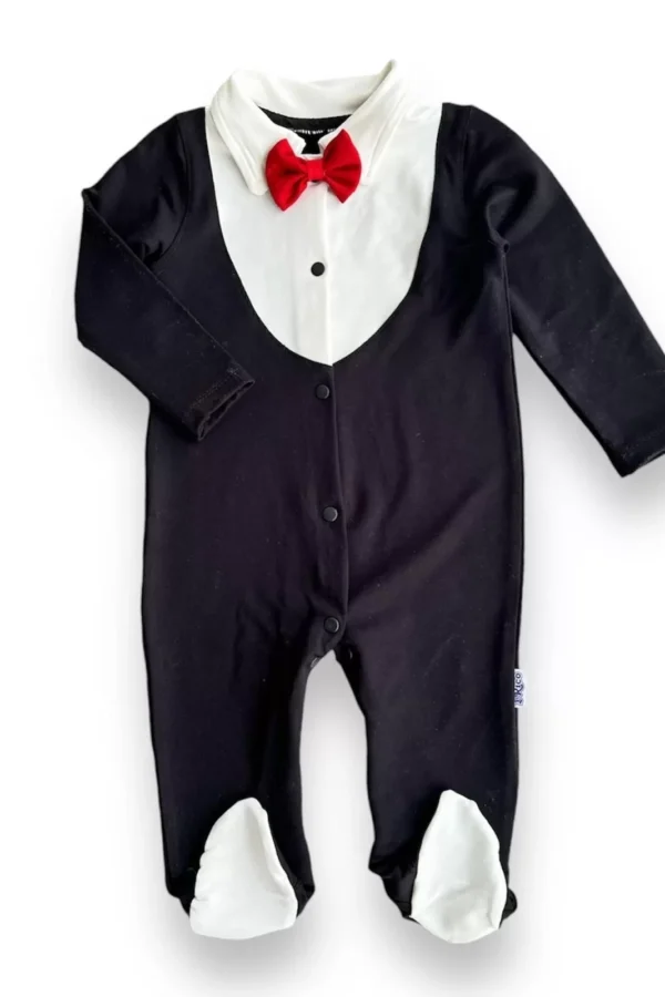 0-3 3-6 6-9 Ay Smokin Papyonlu Erkek Bebek Tulumu Siyah