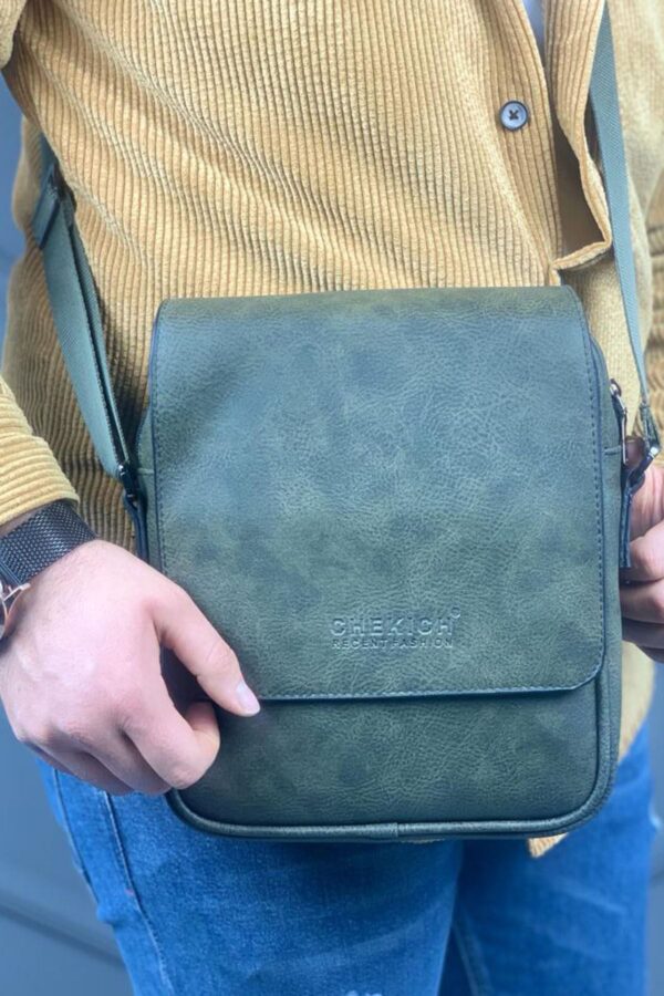 CNT009 - Cilt Deri Erkek Yan Omuz Çantası HAKI