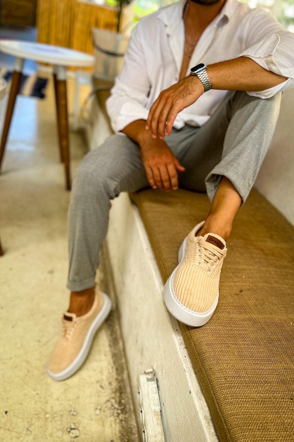 CH173 - KBT Velluto Erkek Ayakkabı BEJ - Görsel 4