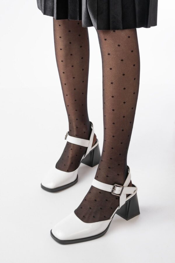 İNF-40450 Beyaz Rugan Günlük Arkası Açık Topuklu Bayan Ayakkabı