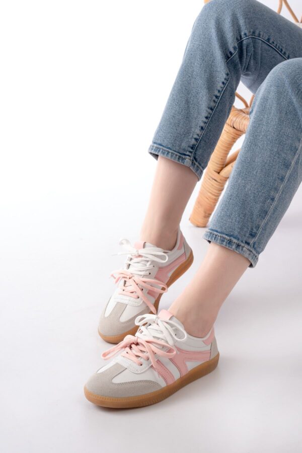 M-6005 Pudra Garni  Bağcıklı Termo Taban Günlük Kadın Spor