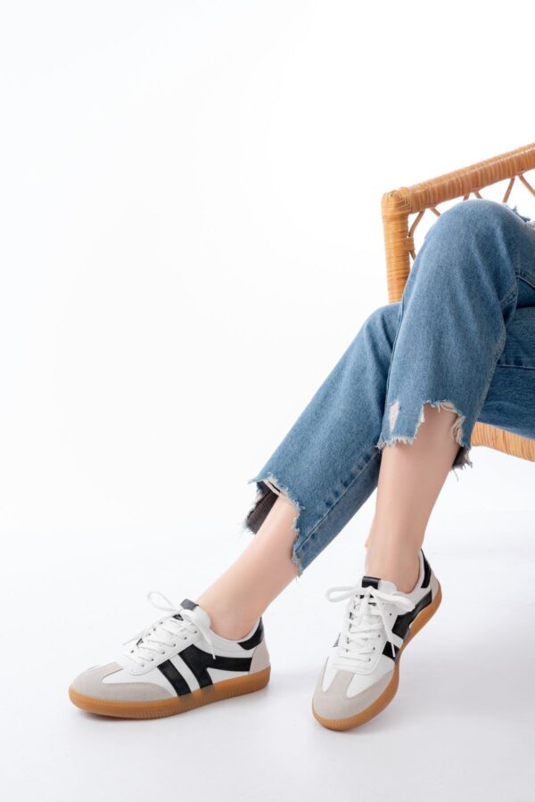 M-1004 Beyaz Bağcıklı Termo Taban Günlük Kadın Spor