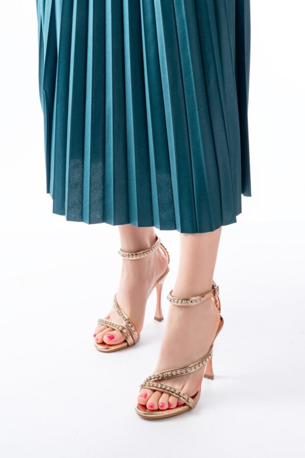 A-20 Rose Taşlı Vivet Platformlu Topuklu Kadın Ayakkabı