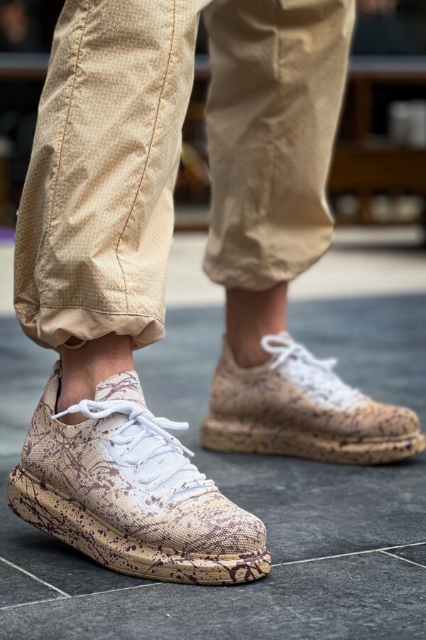 CH307 - Renkli Tricot Erkek Ayakkabı Kum Splush