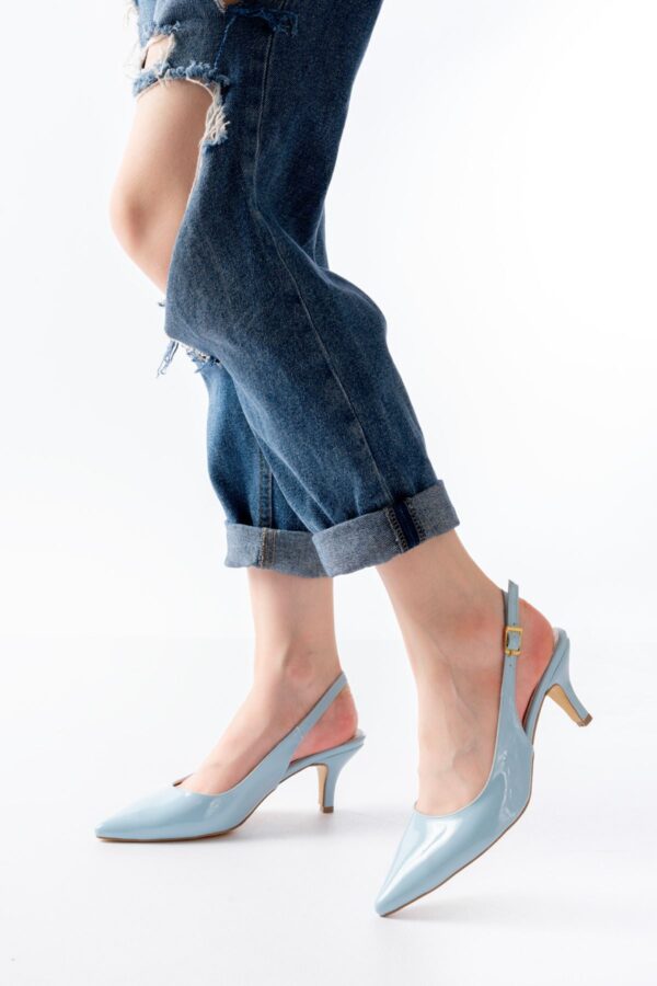 ST-1152 Bebe Mavi Rugan Günlük 7 cm Topuklu Kadın Ayakkabı