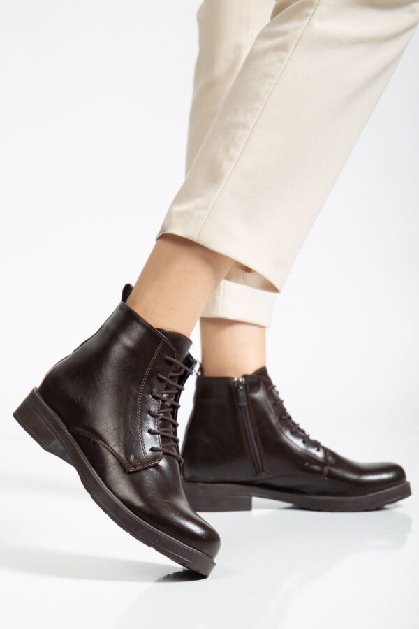 165-225 Kahve Yanki Bağcıklı Fermuarlı Günlük Kadın Bot