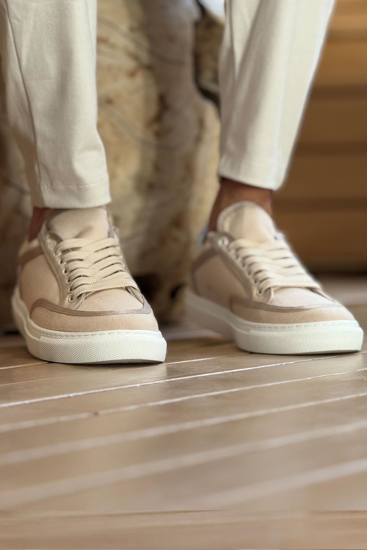 CH2505 - Keten Erkek Ayakkabı BEJ/BEJ - Görsel 4