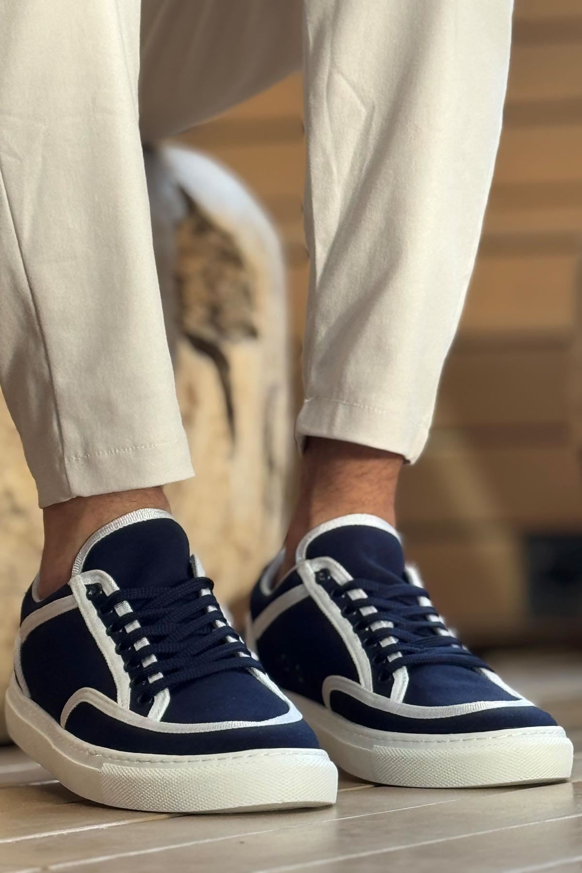 CH2505 - Keten Erkek Ayakkabı Lacivert Beyaz - Görsel 3