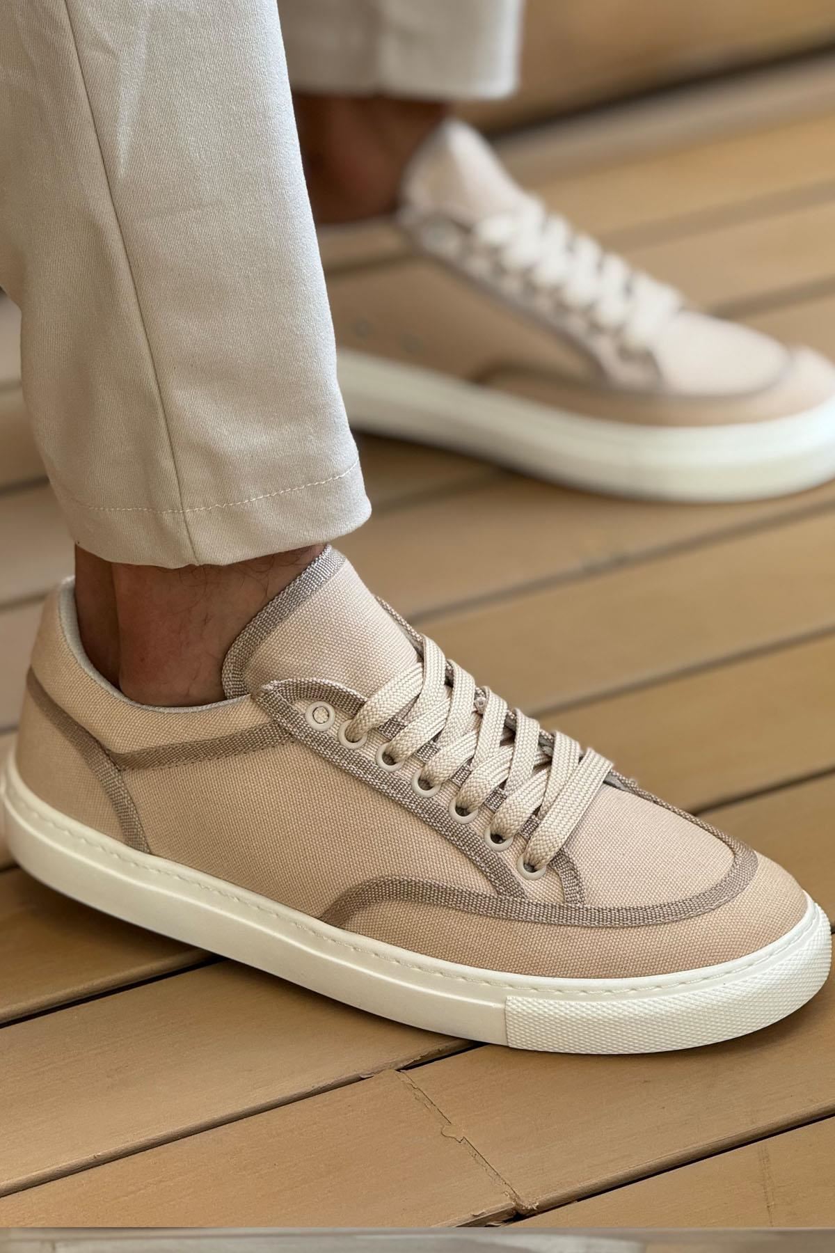 CH2505 - Keten Erkek Ayakkabı BEJ/BEJ - Görsel 2