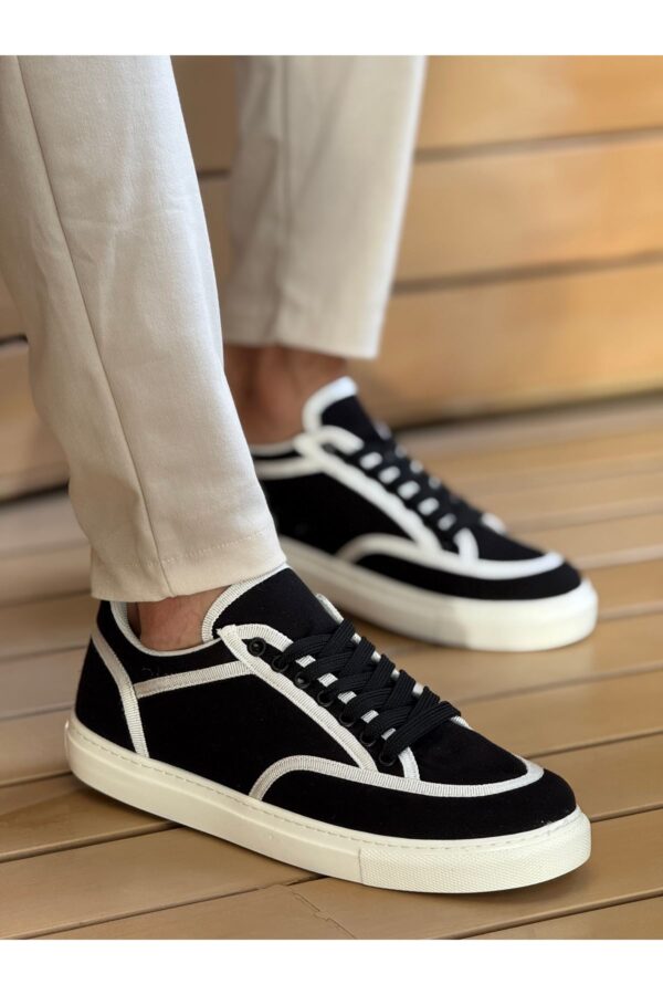CH2505 - Keten Erkek Ayakkabı SİYAH - BEYAZ