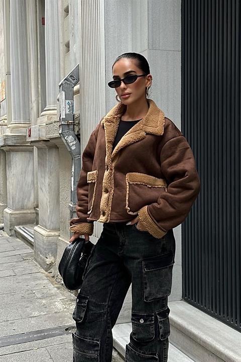 Lolita Uzun Kollu Süet Ceket 6115