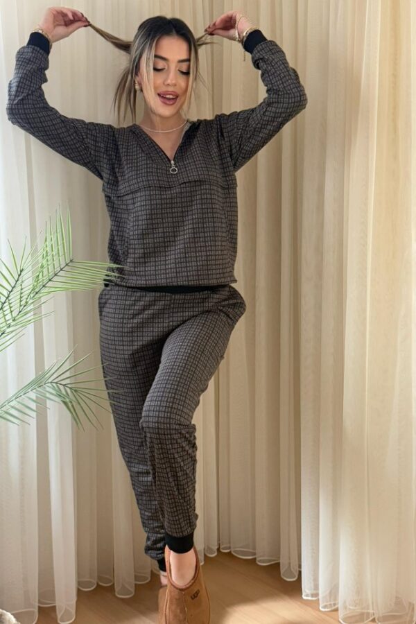 Kadın Iki Iplik Kumaş Fermuar Detay Kapüşonlu Ikili Takım