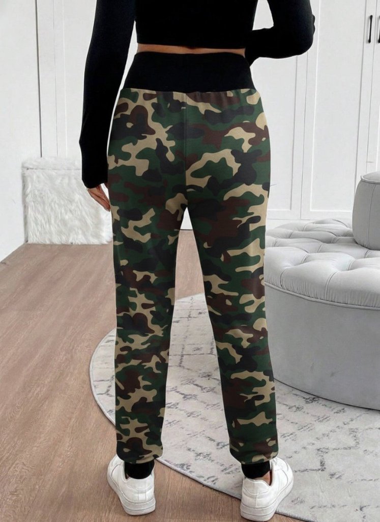 Kadın Yüksek Bel Bağcıklı Desenli Iki Iplik Pantolon - Görsel 26