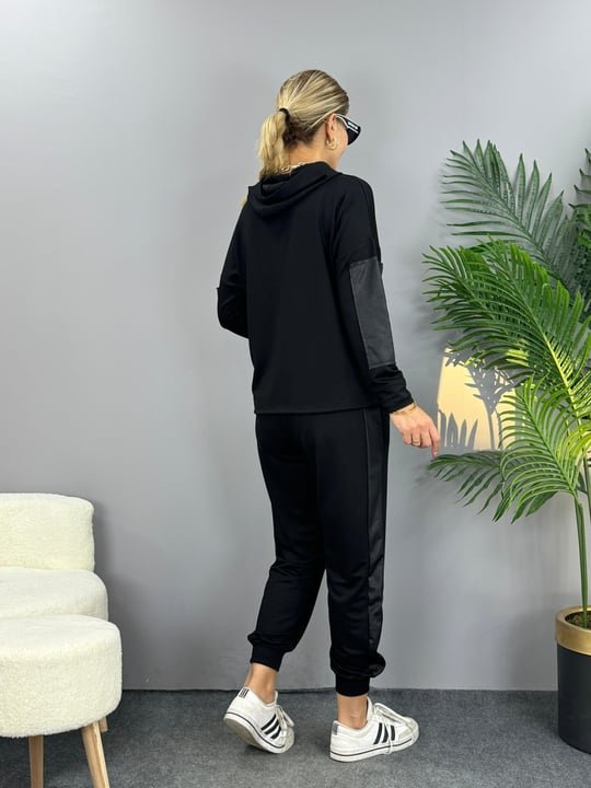 Kadın Uzun Kollu Kapüşonlu Oversize Sweat Ve Pantolon Ikili Takım - Görsel 5