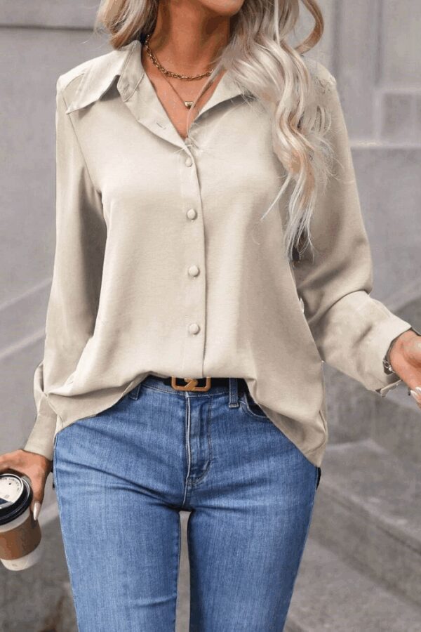Kadın Uzun Kollu Yakalı önden Düğmeli Aerobin Gömlek