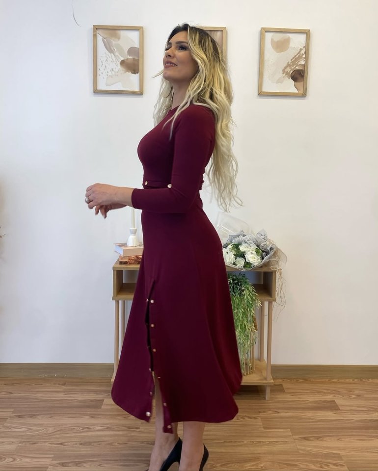 Kadın Uzun Kollu çıtçıtlı Viskon Krop Bluz Ve Yırtmaçlı Etek Istenildiğinde Elbise Olan Ikili Takım - Görsel 6