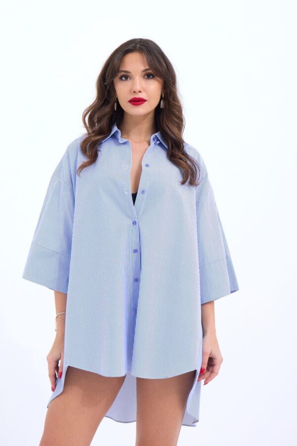 4328 GÖMLEK-MAVİ BEYAZ ÇİZGİLİ