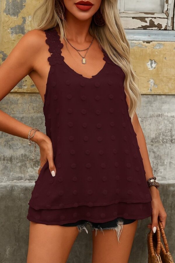 Kadın Dantel Askılı V Yakalı Sırtı çapraz Detaylı Ponpon Bluz