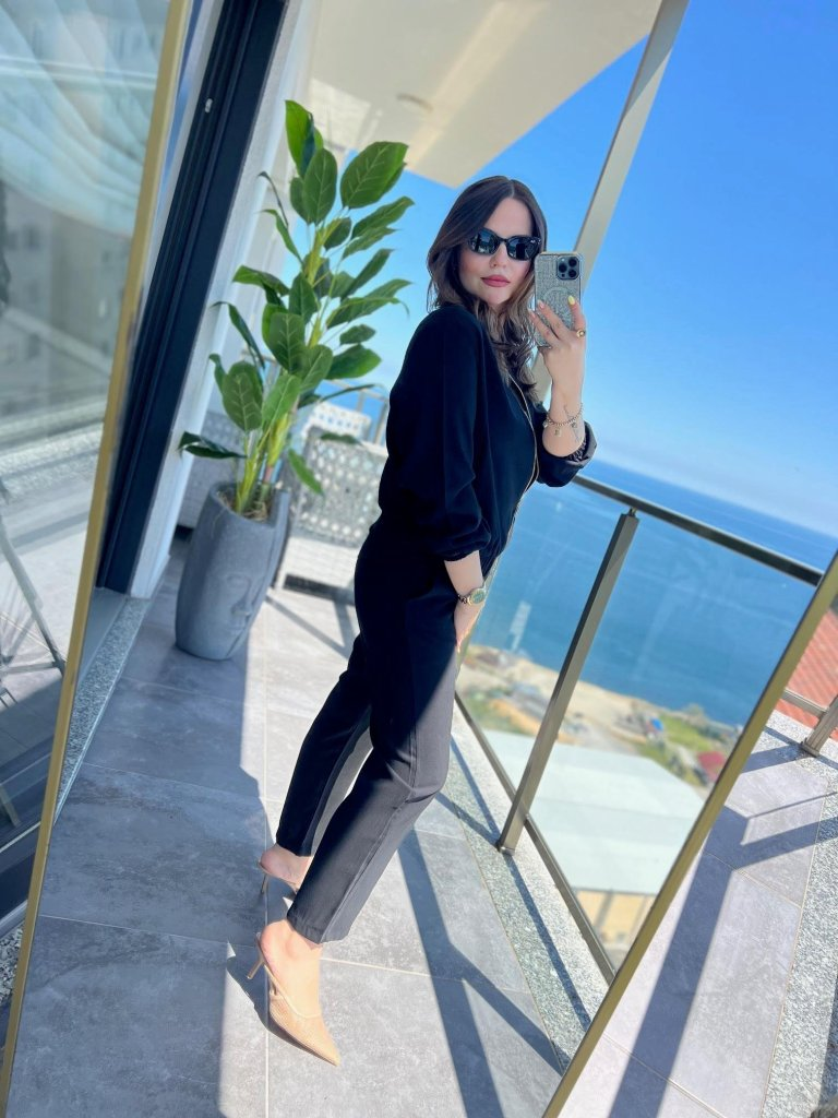 Kadın Uzun Kollu önden Fermuarlı Modal Ceket Ve Pantolon Ikili Takım - Görsel 3