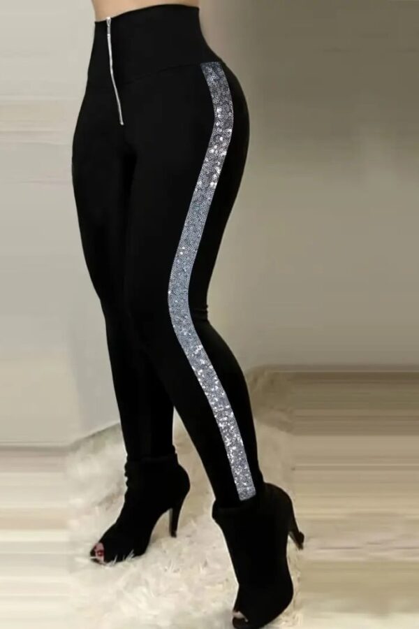 Kadın Yüksek Bel Yan şerit Detaylı Dalgıç Tayt