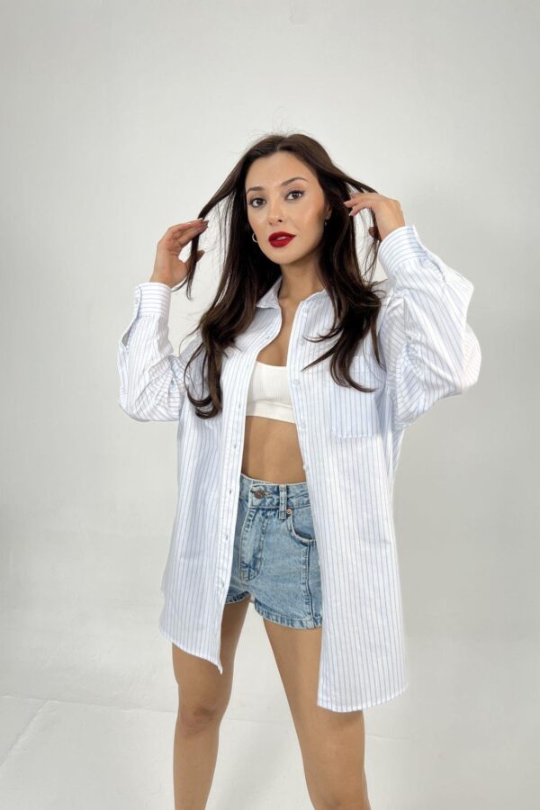 6748 GÖMLEK-MAVİ ÇİZGİLİ