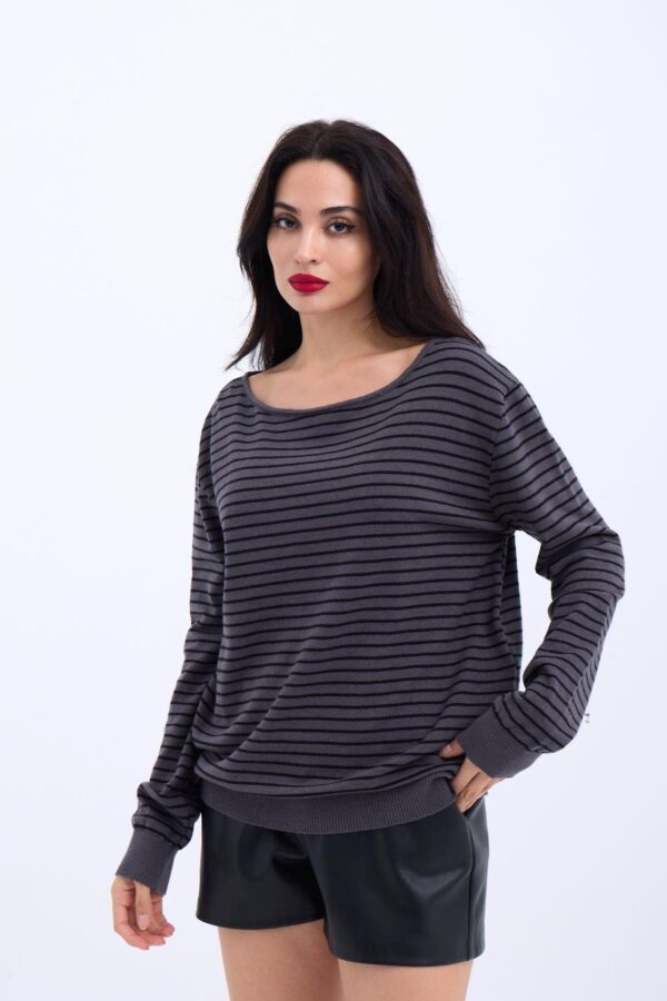 4215 TRİKO ÇİZGİLİ SALAŞ KAZAK-ANTRASİT-SİYAH