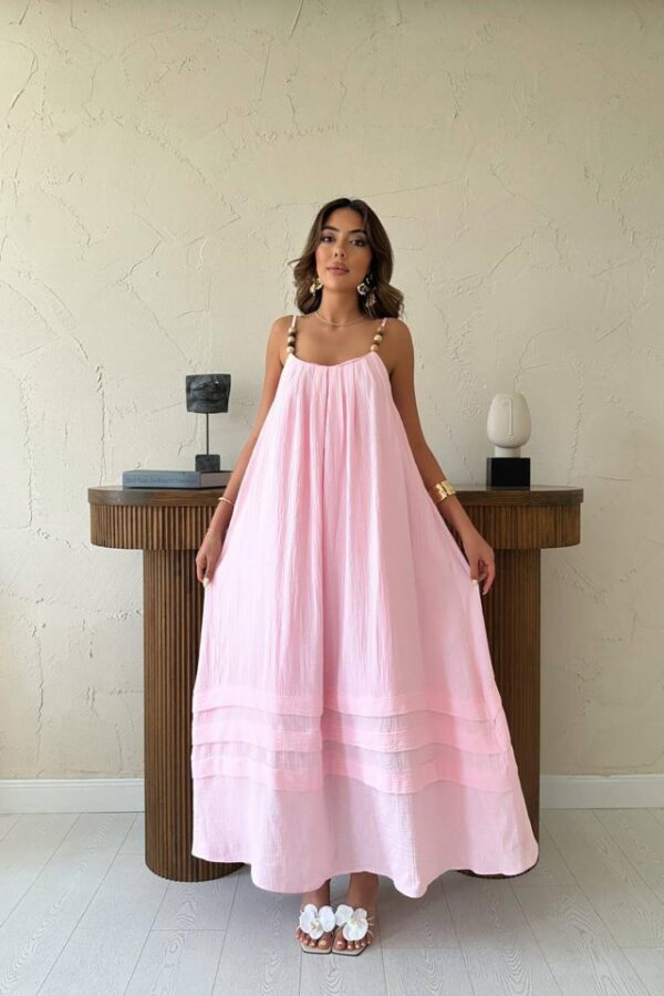 Siyah Askılı Müslin Elbise