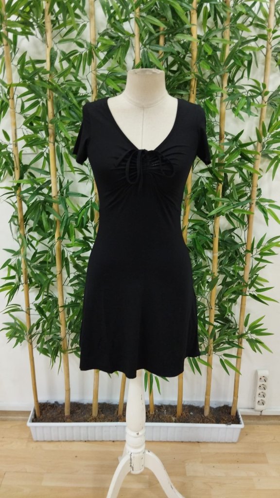 Kadın Kısa Kollu Derin Büzgülü V Yakalı Viskon Elbise - Görsel 6