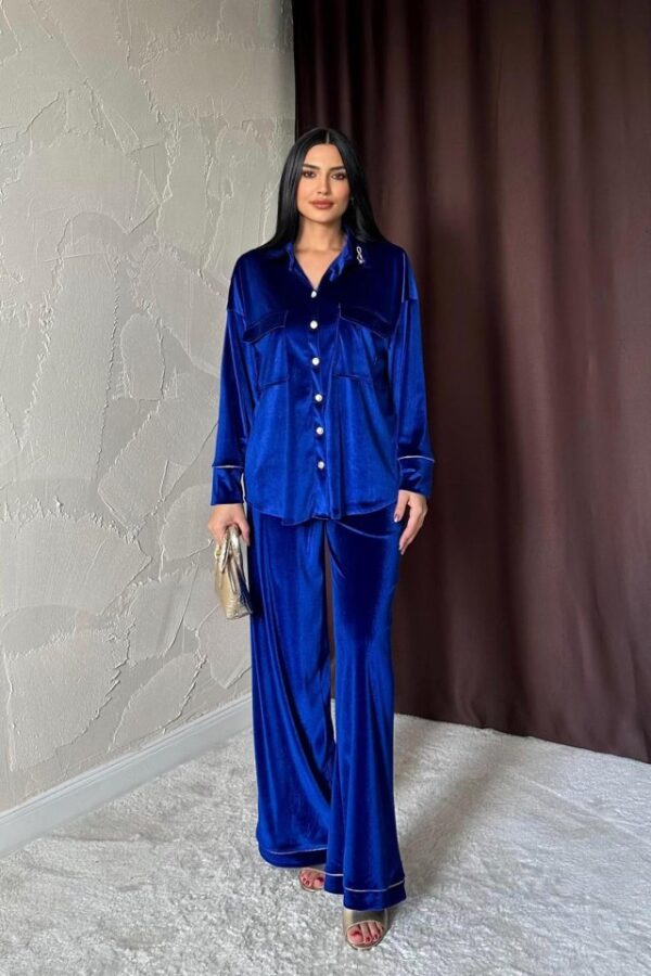 Zümrüt Kadife Biyeli Takım