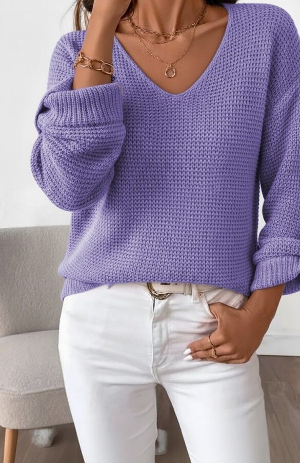 Kadın Uzun Kollu V Yakalı Düğmeli Triko Bluz