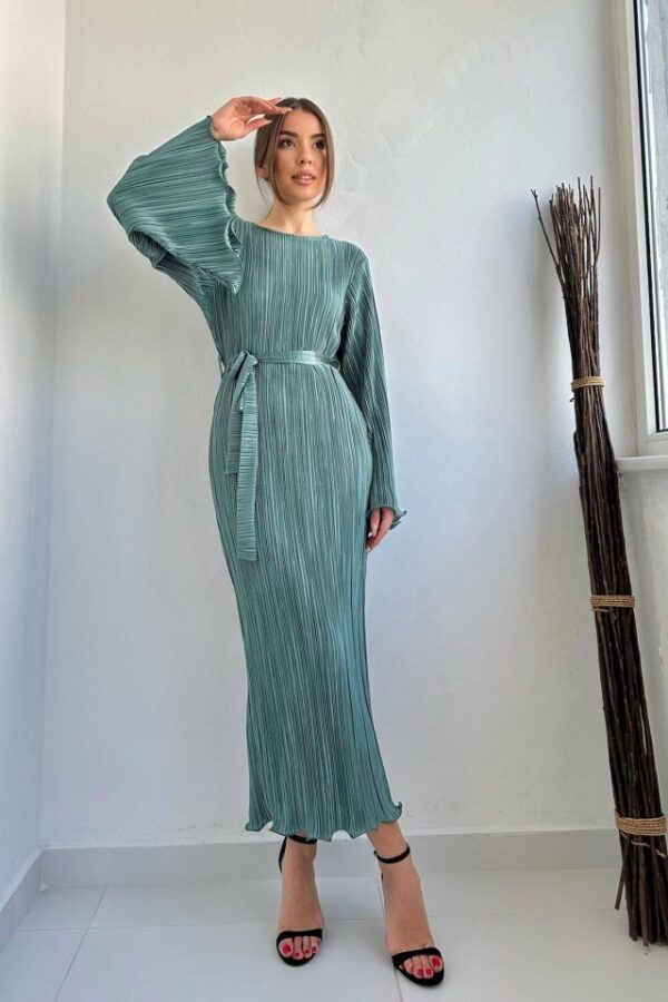 Zümrüt İspanyol Kol Piliseli Elbise