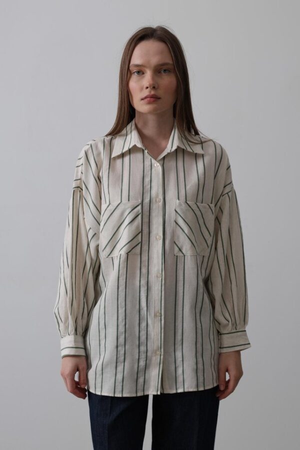 Gömlek - Bej-Lacivert