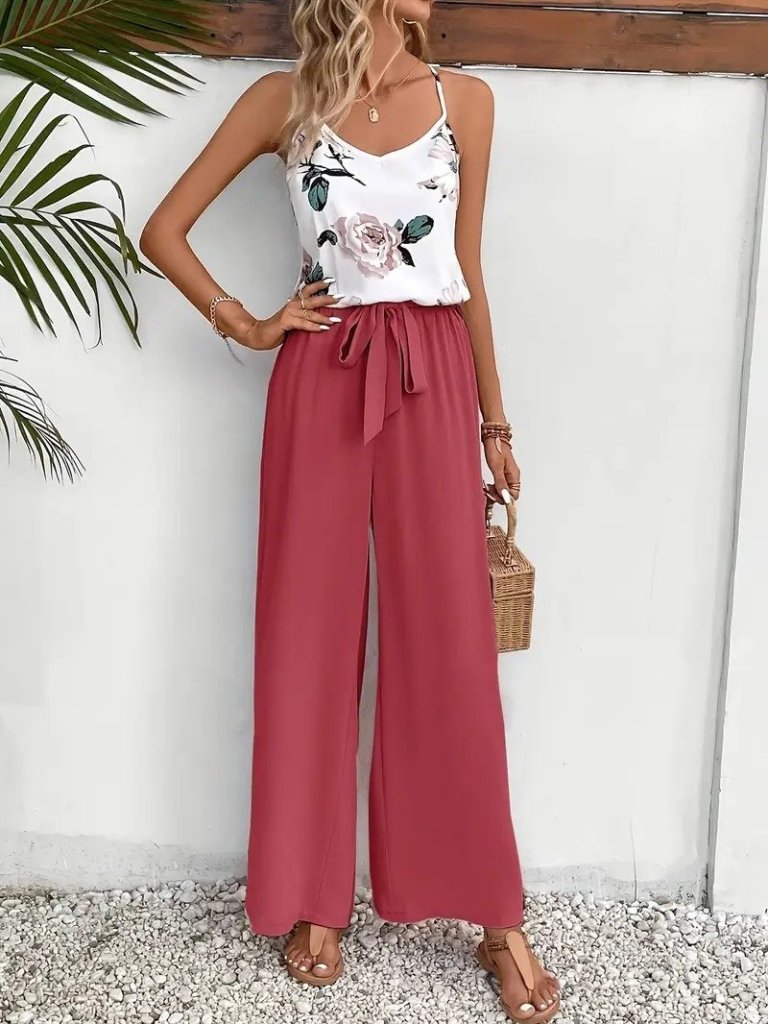 Kadın Ip Askılı V Yakalı Süprem Bluz Ve Aerobin Pantolon Ikili Takım - Görsel 6