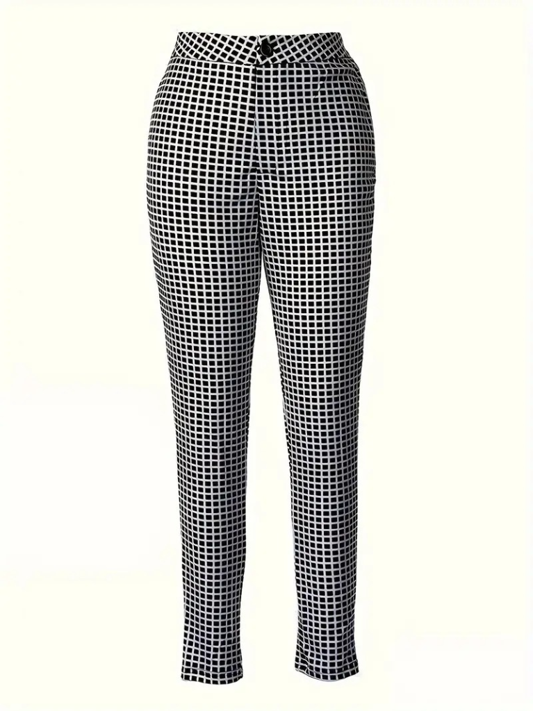 Kadın Yüksek Bel Desenli Dalgıç Pantolon - Görsel 4