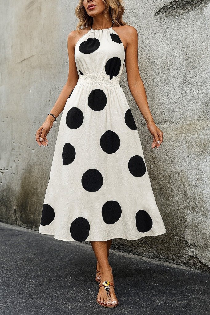 Kadın Kolsuz Boyundan Bağlamalı Beli Lastikli Dijital Baskı Süprem Uzun Elbise - Görsel 7