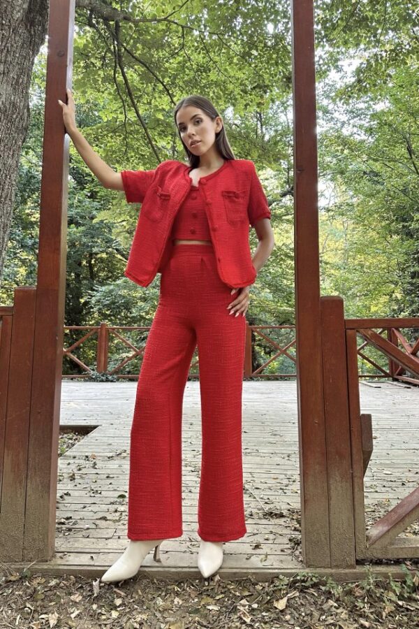 Ekru Askılı Büstiyer Ceket Ve Pantolon Takım