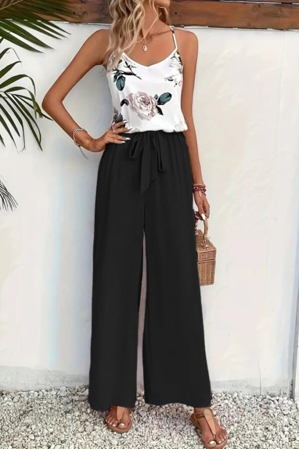 Kadın Ip Askılı V Yakalı Süprem Bluz Ve Aerobin Pantolon Ikili Takım