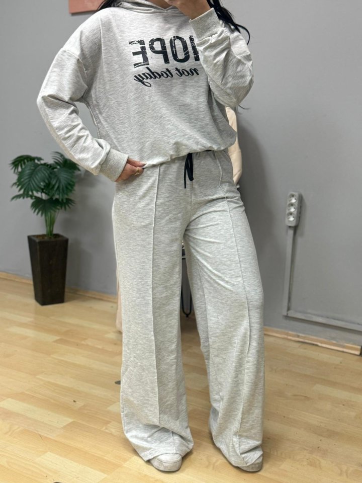 Kadın Uzun Kollu Nope Baskılı Beli Ribanalı Ikili Takım - Görsel 8