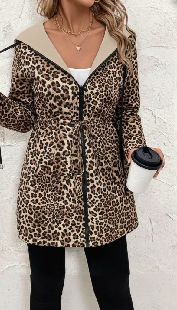 Kadın Uzun Kollu Kapşonlu çift Taraflı Cepli Bağcıklı Fermuarlı Viskon Iki Iplik Ceket - Görsel 9