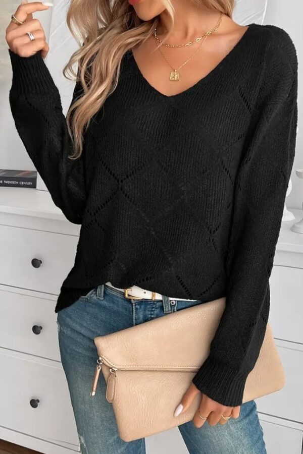 Kadın Uzun Kollu V Yakalı Triko Bluz