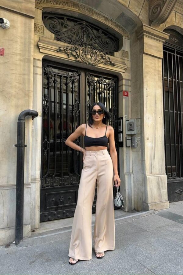 PANTOLON KAPALI CEP DETAYLI SALAŞ PANTOLON - Bej