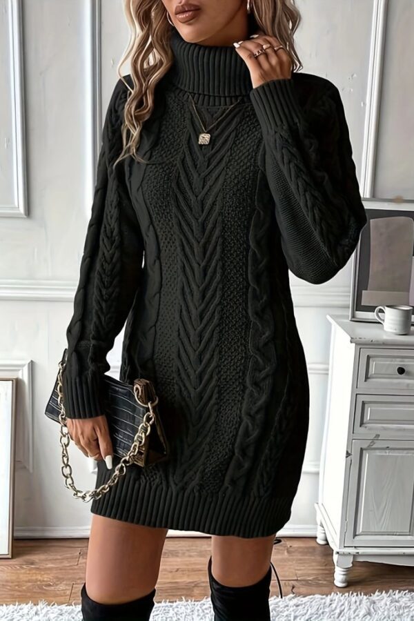 Kadın Balıkçı Yaka Mini Triko Elbise