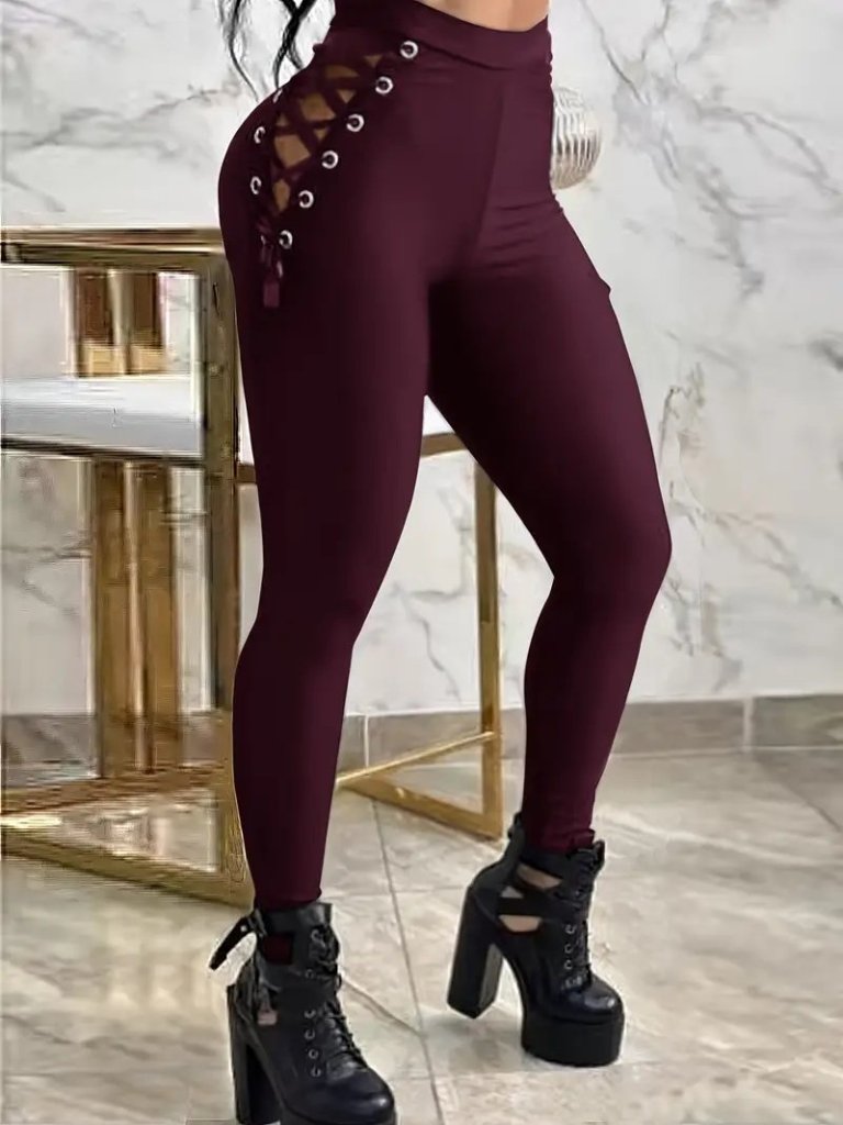 Kadın Yüksek Bel çapraz Bağcıklı Tül Detaylı Dalgıç Tayt - Görsel 14