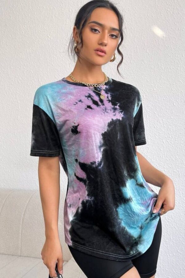 Kadın Dijital Baskılı Bisiklet Yaka Süprem Kumaş Tişört