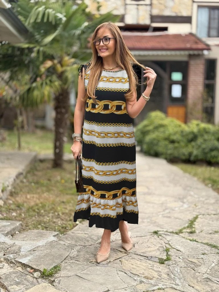 Kadın Omuzlardan Büzgülü Kayık Yaka Fırfırlı Janjan Krep Elbise - Görsel 14