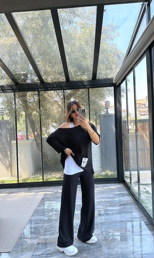 Kadın Asimetrik Kesim Arma Detay Atlet Dahil üçlü Takım