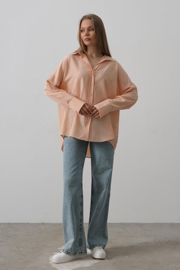 Geniş Manşet Detaylı Gömlek - Turkuaz