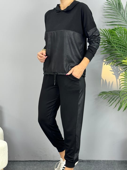 Kadın Uzun Kollu Kapüşonlu Oversize Sweat Ve Pantolon Ikili Takım - Görsel 6