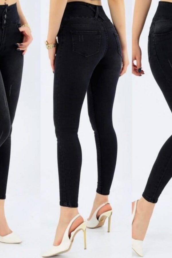 Yüksek Bel Likralı Jean Pantolon 90 Cm
