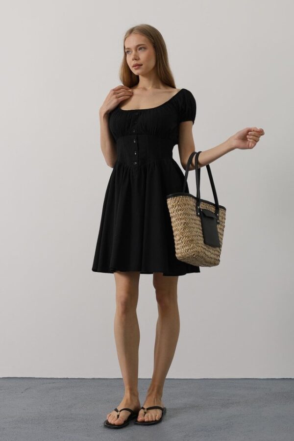 Beli Korseli Mini Elbise - Bebe Mavisi